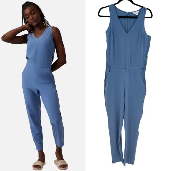 Athleta Brooklyn Jumpsuit Sleeveless Stretch Cottage Blue Size 2 - Picture 1 of 13